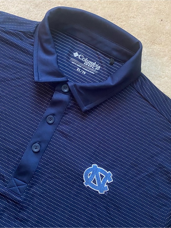 Columbia Other - Men’s Columbia Golf Shirt UNC Tar Heels Carolina Blue White Stripe  XL X-Large
